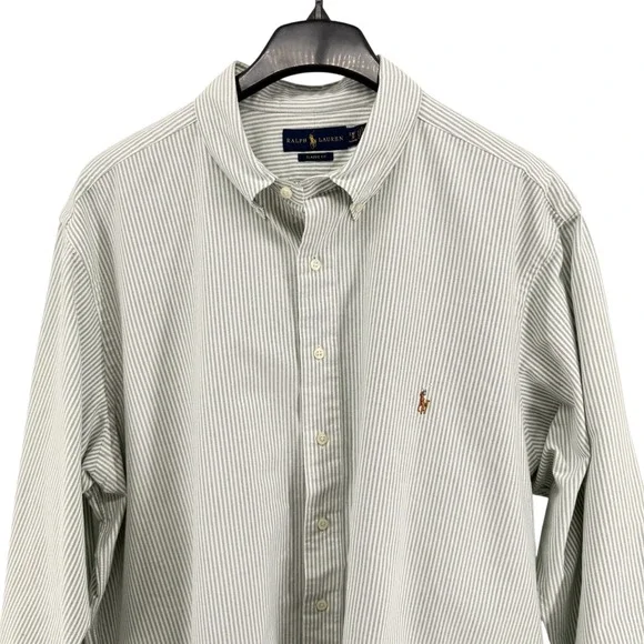 Ralph Lauren Button Down Mens 2XB Pre-Owned Shirt White Striped Classic Fit - Picture 7 of 11